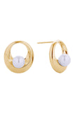 14K Inner Circle Pearl Post Earrings