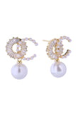 14K O-C Pearl Drop Post Earrings