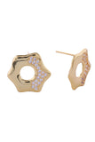 14K Octagon Pave CZ Post Earring