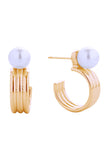 14K Pearl On Hoop Post Earrings
