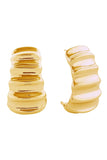 14K Ribbed Wave Post Earring