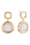 14K Round Double Drop Post Earrings