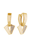 14K Triangle Dangle Huggie Earrings