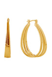 14K Triple Oval Hoop Pincatch Earrings