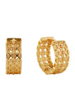 14K Woven Cut Huggie Earrings