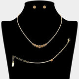 Classic Round Stone Link Rhinestone Paved Necklace