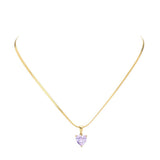 18K Gold Dipped Stainless Steel CZ Heart Pendant Necklace