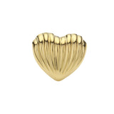 Stainless Steel Ribbed Heart Adjustable Ring