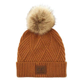 C.C Women's Heather Beanie Hat With Pom And Suede Patch