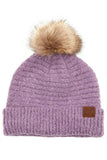 C.C Solid Boucle Yarn Beanie Hat With Pom