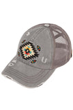 C.C Aztec Patch Distressed Pony Cap