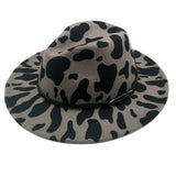 Faux Leather Band Cattle Patterned Panama Hat
