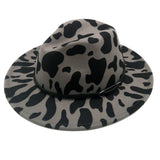 Faux Leather Band Cattle Patterned Panama Hat