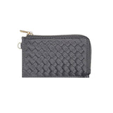 Faux Leather Basket Weave Flat Card Holder Wallet with Wristlet