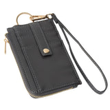 Faux Leather Basket Weave Flat Card Holder Wallet with Wristlet