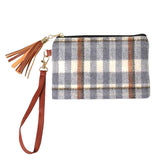 Plaid Check Wristlet Pouch Bag