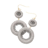 Raffia Wrapped Faceted Bead Embellished Dangle Earrings