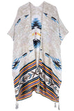 Elegance Aztec Pattern Print Tassel Kimono