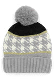 Houndstooth PomPom Beanie