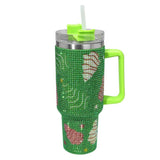 Bling Studded Christmas Tree 40oz Stainless Steel Tumbler with Handle