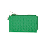 Faux Leather Basket Weave Flat Card Holder Wallet with Wristlet