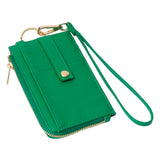 Faux Leather Basket Weave Flat Card Holder Wallet with Wristlet