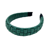 Faux Leather Padded Plaid Braided Headband
