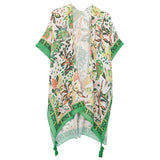 Floral Patterned Cover Up Kimono Poncho