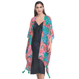 Flower Patterned Cover Up Kimono Poncho