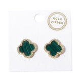 Gold Dipped Quatrefoil Stud Earrings