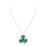 Women's Heart Crystal Rhinestone Clover Pendant Necklace St. Patrick's Day