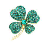 Pave Stone Cluster Clover Pin Brooch