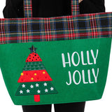 Holly Jolly Letter Christmas Tree Tote Bag