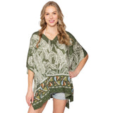 Leaf Print Cover Up Poncho