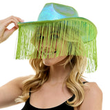 Shiny Western Cowboy Hat with Fringe