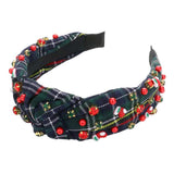 Socks Pearl Stone Knot Burnout Check Patterned Headband