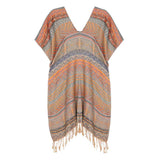 Stripe Tassel Kaftan Poncho
