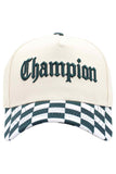 CHAMPION Embroidered Letter on Checkered Brim Baseball Cap