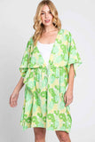 Daisy Tie Drawstring Open Front Cover Up