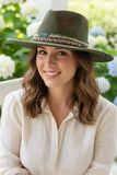 Distressed Fabric Band Rustic Cowgirl Fedora Hat