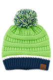 C.C Teal Color Ribbed Beanie With Pom