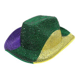Bling Studded Mardi Gras Cowboy Fedora Hat