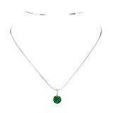Stainless Steel CZ Round Pendant Necklace