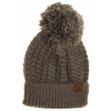 Twisted Mock Cable Knit Pom C.C Beanie