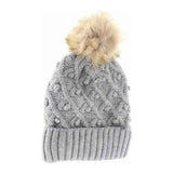 Bobble Knit Fur Pom C.C Beanie