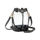 Solid Faux Leather Transparent Bucket Bag