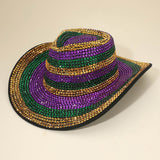 Rhinestone Studded Mardi Gras Fedora Hat