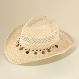 Boho Decorative Charm Station Band Accent Western Woven Cowboy Summer Fedora Hat