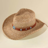 Boho Decorative Band Accent Western Woven Cowboy Summer Fedora Hat