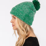 Lurex Mixed Pom Pom Beanie Hat